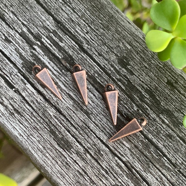 15 mm Copper Triangle Spike Charms for Earrings, Bracelets or Necklaces - Findings and Supplies - DIY
