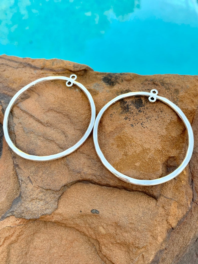 Aros grandes plateados de 53 mm - Componentes para pendientes DIY - Un par - Fornituras para joyería imagen 4