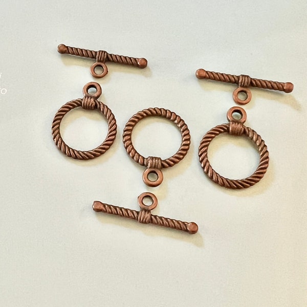 Copper Rope Toggle Clasp - 3 Sets - Jewelry Findings and Supplies - Connector Components
