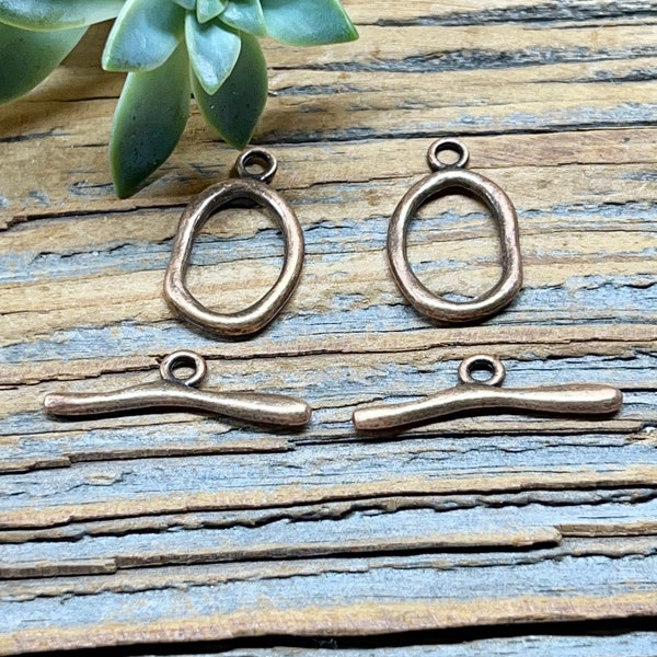 Organic Copper Toggle Clasp to Match Organic Chain - 2 Sets - Jewelry Findings and Supplies - Connector Components