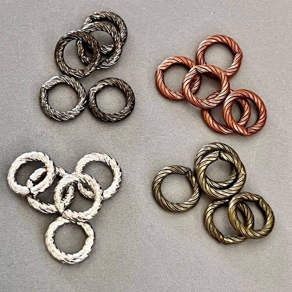 6 mm Textured Open Jump Rings - Choose Quantity & Color - Components