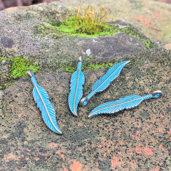 Bronze Patina Feather Earring Components - DIY Jewelry Finding