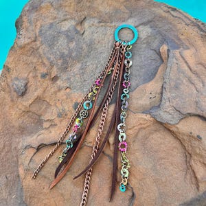 Handmade Patina Hardware and Leather  Tassel – Copper Dangling Array