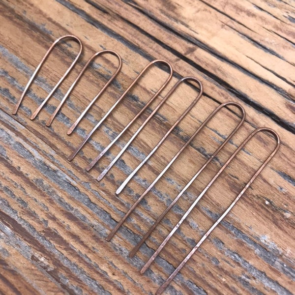 DIY Hammered Copper Earring Components - Hand Forged - Handmade - Oxidized Copper - One Pair - Jewelry Finding