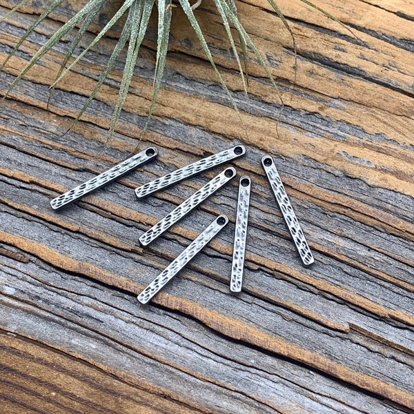 DIY Jewelry - Textured Bar Charms - Gun Metal - Jewelry Findings and Components