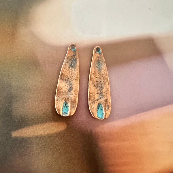 DIY Patina Copper Earring Components - One Pair - Jewelry Finding - Necklace Pendants