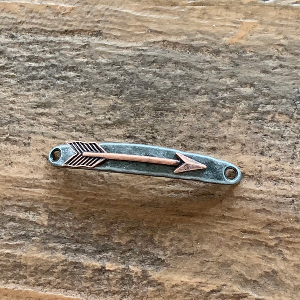 Copper Arrow on Gun Metal Bracelet Connector - DIY - Destash - Metal Cuff Plate - Supplies and Components