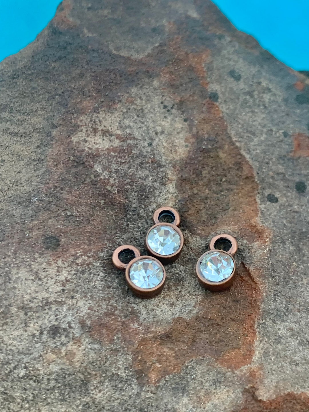 Copper and Rhinestone Charms DIY Destash Jewelry Supplies and Findings