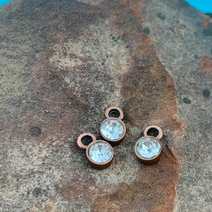 Copper and Rhinestone Charms - DIY - Destash - Jewelry Supplies and Findings - Bling