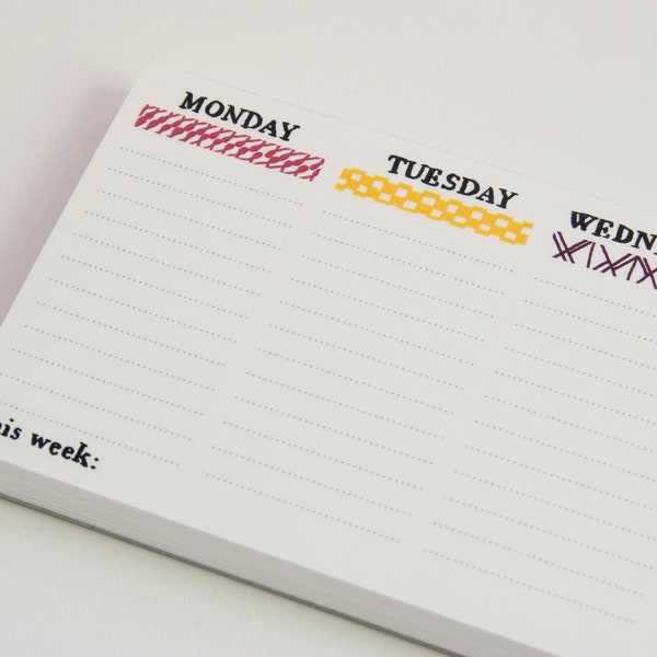 Handmade weekly planner (illustrated) desk note pad