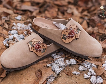 Women's "Off Brand" Clogs Size EU 39 US 8 with tooled leather straps