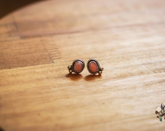 Pink Opal and Sterling Silver Earrings Studs