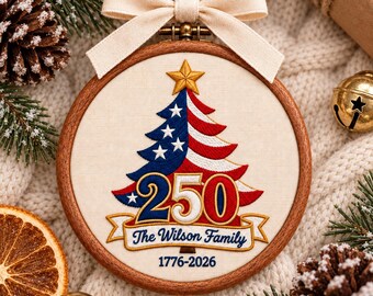 USA 250th Anniversary Ornament, Personalized Family Name 1776-2026 Patriotic Christmas Tree Decor, Custom Acrylic Keepsake Gift