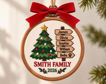 Personalized Family Name Christmas Tree Ornament 2026, Custom Name Signpost Ornament, New Family Christmas Gift, 2026 Stocking Ornament