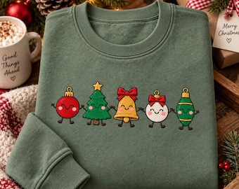 Embroidered Cute Christmas Shirt, Comfort Colors Christmas Tree Tee, Retro Holiday Gift, Cute Xmas Graphic Tee, Festive Winter Top