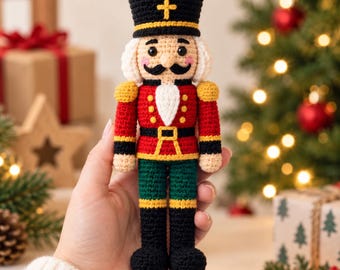 Crochet Nutcracker Doll, Christmas Amigurumi Soldier, Holiday Soldier Toy, Nutcracker Ornament, Festive Crochet Gift, Handmade Xmas Decor
