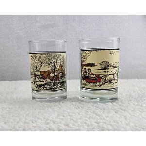 Tumbler Set Victorian Winter Snow Scenes Arbys Currier & Ives 1981 Collection