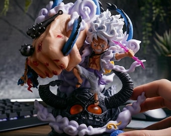 One Piece Gear 5 Luffy Figure, Sun God Nika Statue, 22cm Anime Action Figure, Luffy vs Kaido Collectible, Premium One Piece Decor Gift