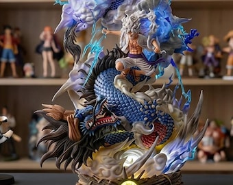 Figura de One Piece Luffy Gear 5 inspirada en el anime, estatua de batalla de dragones, decoración coleccionable de manga