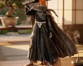 Figura de Bleach Ichigo Kurosaki, estatua coleccionable de anime premium, escultura de manga detallada, regalo único para otakus, decoración para el escritorio de la oficina en casa.