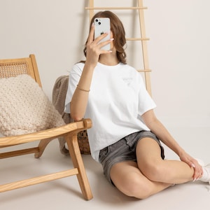 Minimal tiny text chest print T-Shirt | small script tee, white pocket design