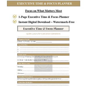 Executive Time and Focus Planner