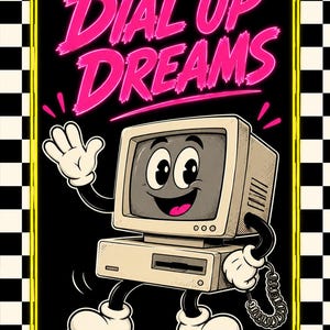 Dial Up Dreams Print | Retro Computer Wall Art | 90s Nostalgia Poster | Internet Memories | Digital Download