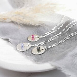 Silver Birthstone necklace. Choose your own gemstones for birthdays, anniversaries, grandchildren, loved ones. Personalised dainty gift image 3