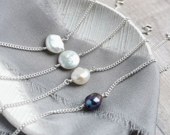 Pearl & silver bracelets. Choice of pearls - traditional to modern. Perfect delicate classy bridal jewellery, bridesmaid gift, The Vow