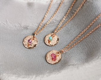 Rose Gold Birthstone necklace. Choose your gemstone(s) for birthdays, anniversaries, children/grandchildren, siblings. Dainty bespoke gift