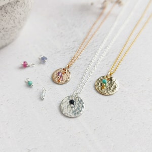 Rose Gold Birthstone necklace. Choose your gemstones for birthdays, anniversaries, children/grandchildren, siblings. Dainty bespoke gift Sapphire