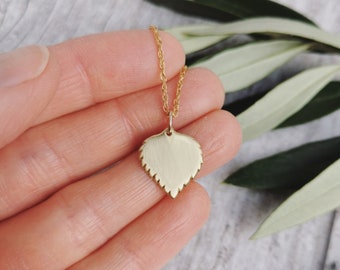 Brass Birch leaf Necklace - small. Symbol of New Beginnings, Growth and Hope. Gift of Love and support for a new home, baby, divorce, grief