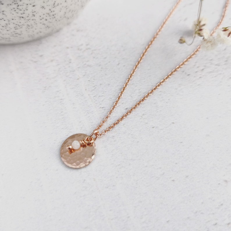 Rose Gold Birthstone necklace. Choose your gemstones for birthdays, anniversaries, children/grandchildren, siblings. Dainty bespoke gift Diamond - white