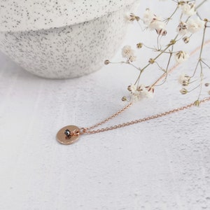 Rose Gold Birthstone necklace. Choose your gemstones for birthdays, anniversaries, children/grandchildren, siblings. Dainty bespoke gift Diamond - black