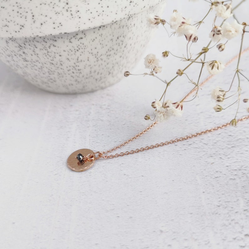 Rose Gold Birthstone necklace. Choose your gemstones for birthdays, anniversaries, children/grandchildren, siblings. Dainty bespoke gift image 5