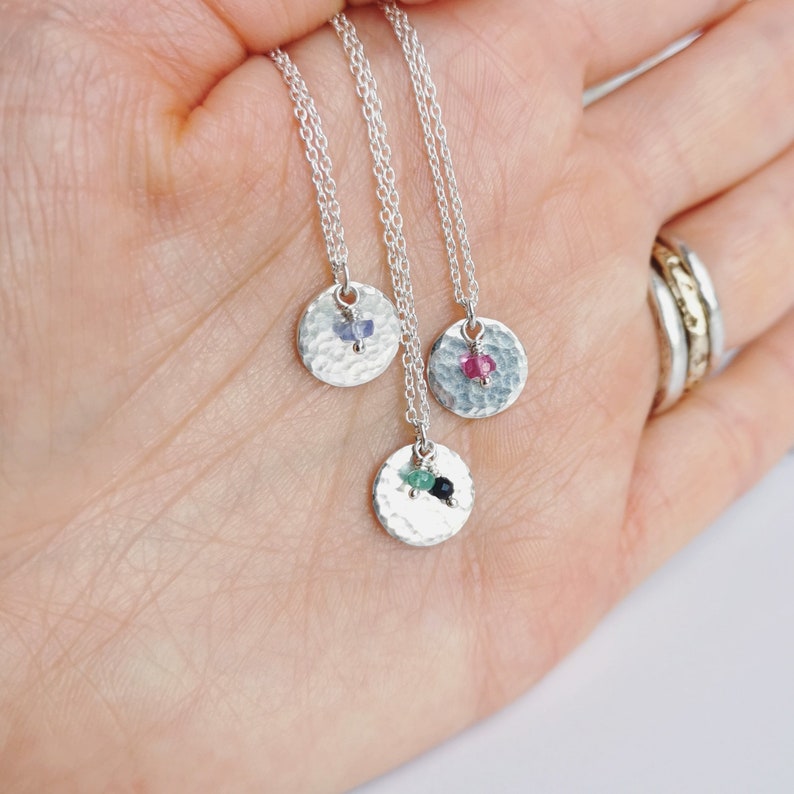 Silver Birthstone necklace. Choose your own gemstones for birthdays, anniversaries, grandchildren, loved ones. Personalised dainty gift image 7