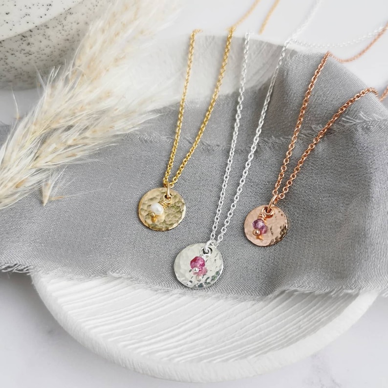 Rose Gold Birthstone necklace. Choose your gemstones for birthdays, anniversaries, children/grandchildren, siblings. Dainty bespoke gift image 8