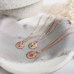Rose Gold Birthstone necklace. Choose your gemstones for birthdays, anniversaries, children/grandchildren, siblings. Dainty bespoke gift Turquoise
