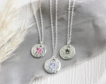 Silver Birthstone necklace. Choose your own gemstone(s) for birthdays, anniversaries, grandchildren, loved ones. Personalised Christmas gift