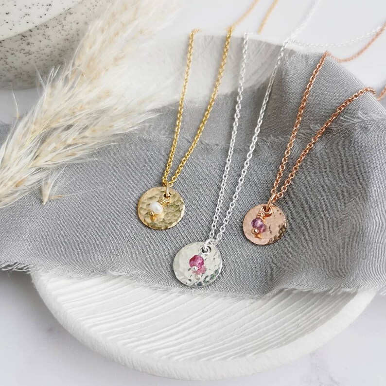 Silver Birthstone necklace. Choose your own gemstones for birthdays, anniversaries, grandchildren, loved ones. Personalised dainty gift image 6