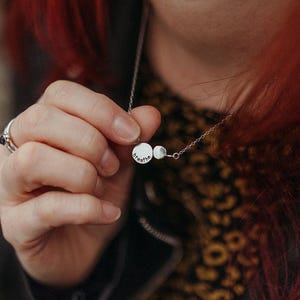 Recycled Silver Mantra Necklace: &#39;Breathe&#39; Affirmation Hidden Message, Self Care Gift