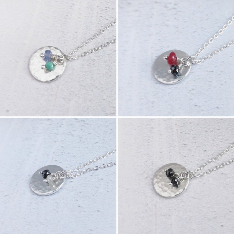 Silver Birthstone necklace. Choose your own gemstones for birthdays, anniversaries, grandchildren, loved ones. Personalised dainty gift image 9