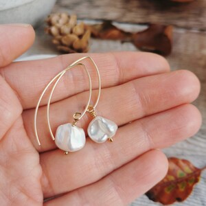 SET Small Keishi Pearl earrings and necklace set Silver / Gold-filled Ivory Freshwater Keshi Pearls, June birthstone, modern brides image 8