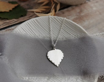 Silver Birch leaf Necklace - small. Made to order. New Beginnings, Botanical jewelry, Nature inspired plant lover, Connect to Nature symbol