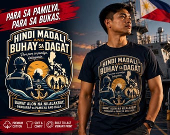 Pinoy Seafarer Design Camiseta / Hindi Madali ang Buhay sa Dagat, Mapa de Filipinas Anchor Heart