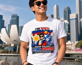 Camiseta 100% Pinoy Living Abroad, Camiseta Filipino OFW, Camiseta del Orgullo Pinoy, Camiseta Filipino-Canadiense, Regalo de Filipinas para Hombres y Mujeres