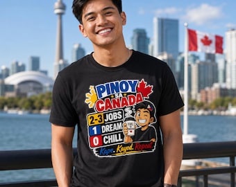 Camiseta Pinoy sa Canada, Camiseta divertida filipino-canadiense, Camiseta 2-3 trabajos 1 sueño 0 relax, Regalo Pinoy Canadá, Camiseta OFW