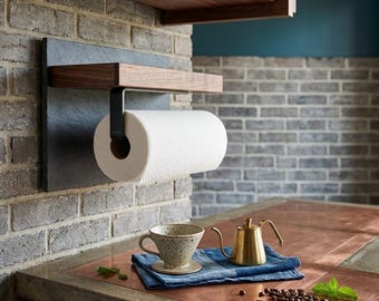 Handcrafted Under Cabinet Paper Towel Holder | Kitchen Storage Accessory | Available in Matte Black and More