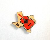 Austin Texas Heart guitar Wooden Refrigerator Magnet