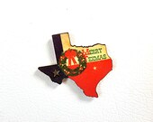 Merry Texmas Wreath Wooden Refrigerator Magnet